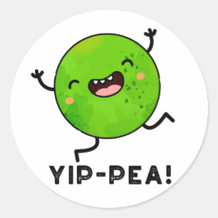 Yip-pea Lycklig Pea Pun Runt Klistermärke