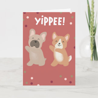 Yippee Dancing Hundar Grattiss Greeting Card Kort