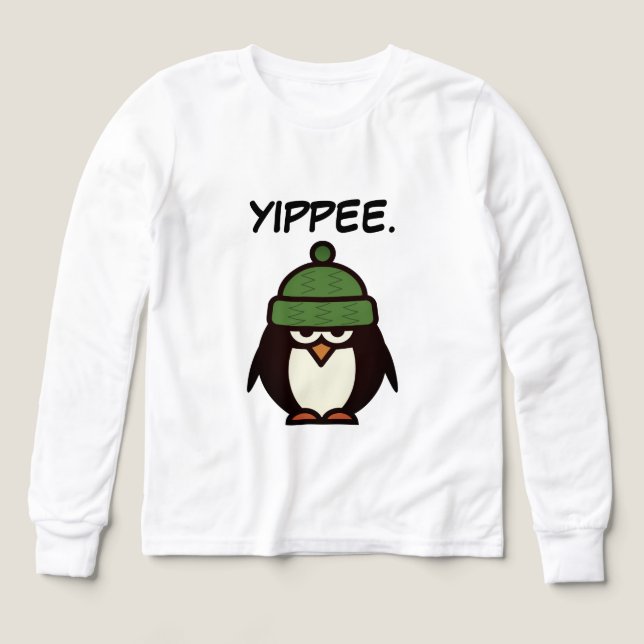 Yippee funny sarcastic penguin cartoon kid's t shirt (Design framsida)