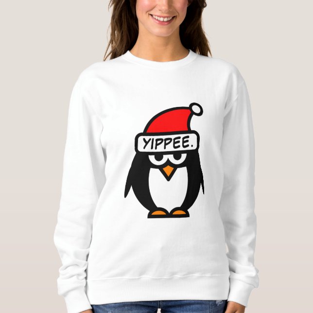 Yippee funny sarcastic Santa penguin Christmas T Shirt (Framsida)