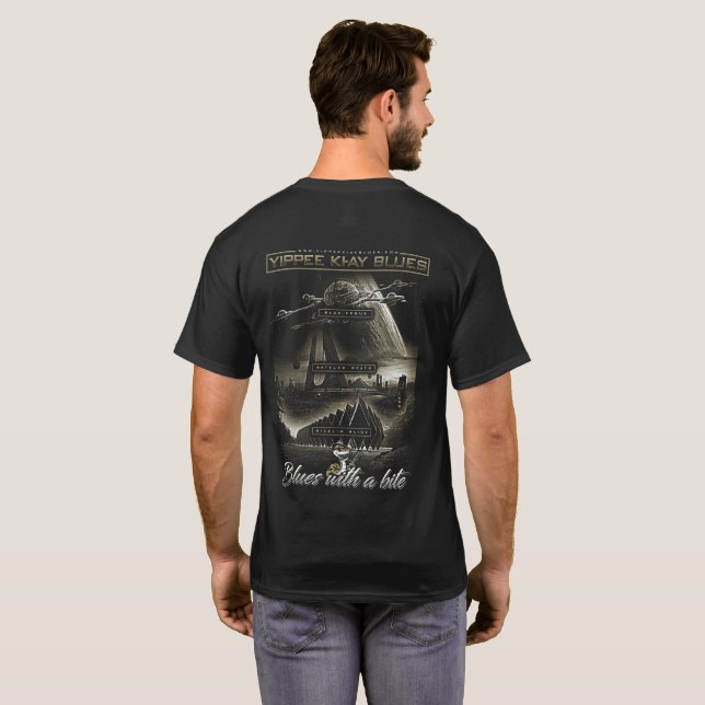 Yippee Ki Ay Blues Futuristiska Logotyp T Shirt (Hel baksida)