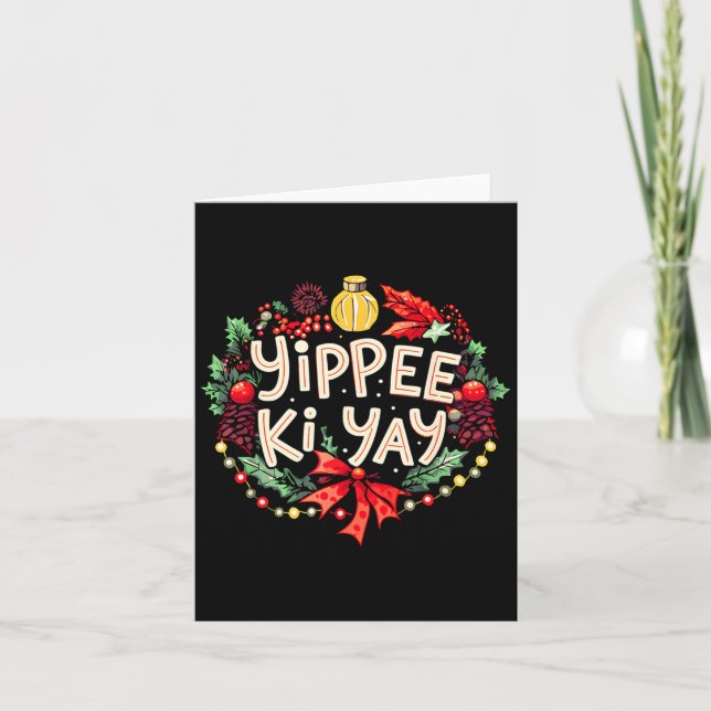 Yippee-ki-yay Funny Christmas Party Long Sleeve  Kort (Framsida)