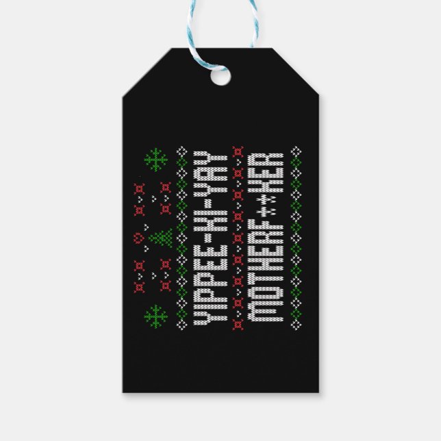 Yippee Ki Yay Ugly jul Sweater Presentetikett (Framsidan)