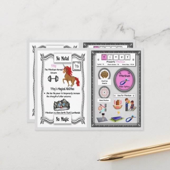 Yitzy - Ytterbium Horn Unicorn Game Card Vykort (Fram/Back In Situ)