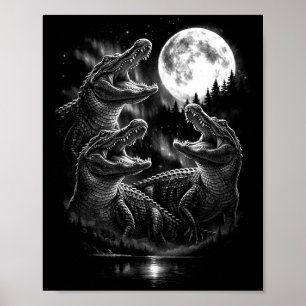 Ylande alligatorgammal mån retro stil rolig poster