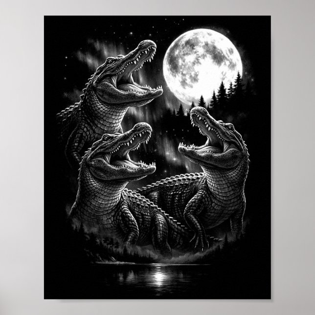 Ylande alligatorgammal mån retro stil rolig poster (Framsidan)