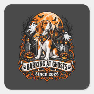 Ylar mot spöken sedan 2026 Beagle Halloween-spöke Fyrkantigt Klistermärke