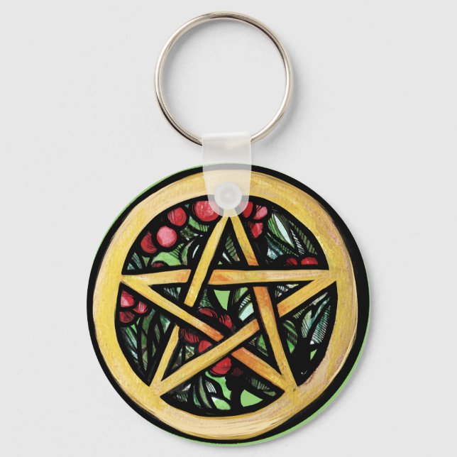 Yle Pentacle Pagan Winter Solstice Symbol Nyckelring (Framsida)