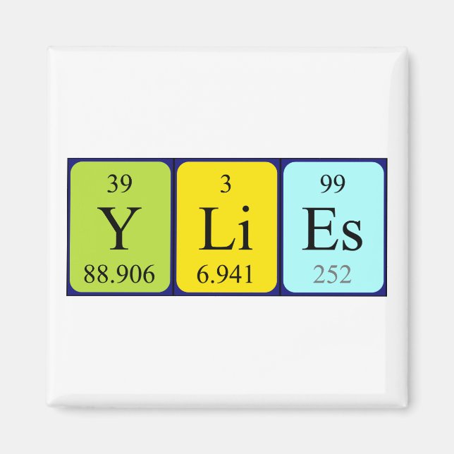 Ylies Periodiska bord namn magnet (Framsidan)