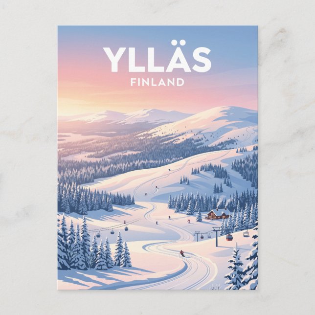 Ylläs skidcentrum Finland Vykort (Framsida)
