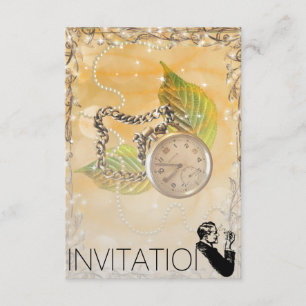 Yllden Sparkling Clock Perals Gentelmen-inbjudan Inbjudningar