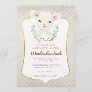 Ylle Lambert Cute Lamb Baby Shower-inbjudan Inbjudningar