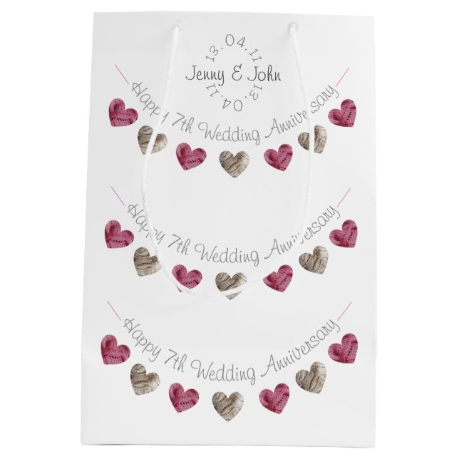 Yllehjärta 7:e eller bröllop jubileumsväska (Baksidan)