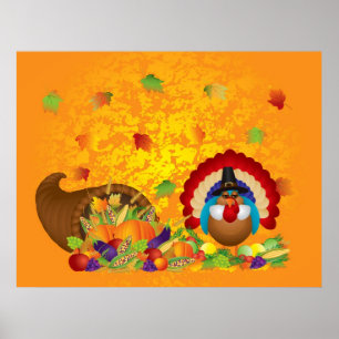 Ymnighetshorn för skörd för thanksgivingdagnedg poster