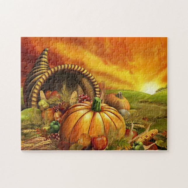 Ymnighetshornthanksgivingpussel Pussel (Horisontell)
