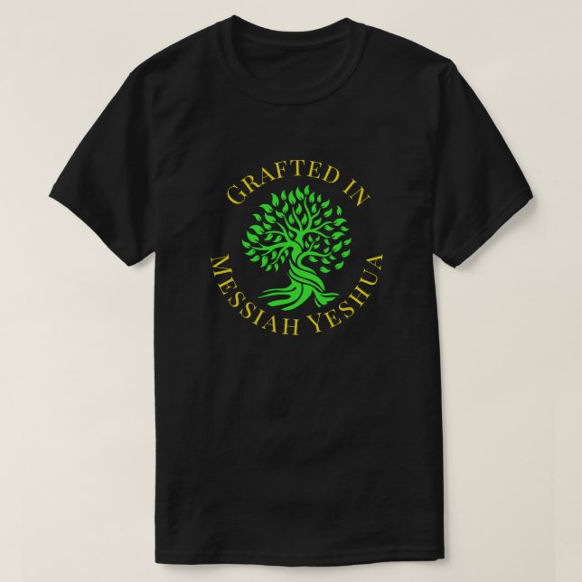 ympad i Messiah Yeshua Grönt Livets träd T Shirt (Design framsida)