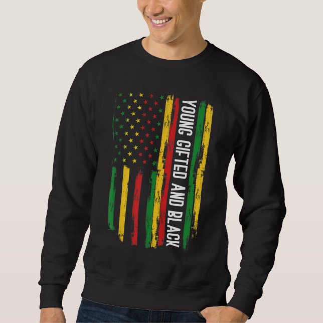 Ympad och Black American Pride Black Histor Lång Ärmad Tröja (Framsida)
