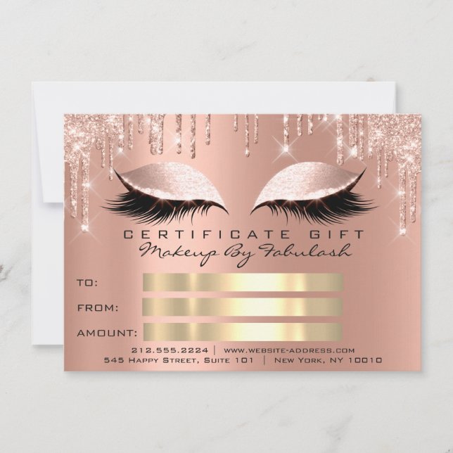 Ympkur av lyxglas Ro Drips Makeup Certificate Gift Inbjudningar (Framsida)