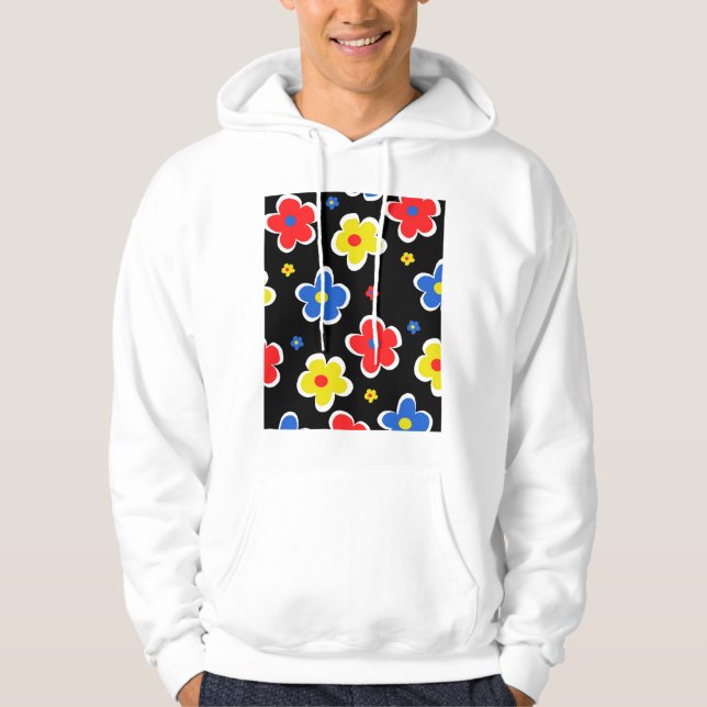 Yngre blommigt sweatshirt med luva (Framsida)