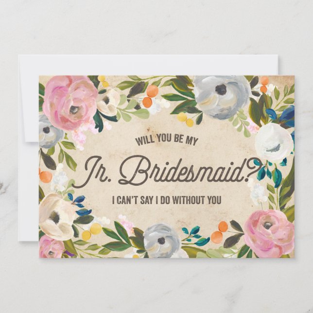 Yngre brudtärna för vintageblommigt | inbjudningar (Framsida)