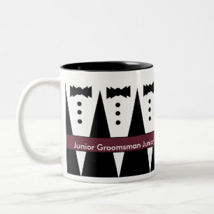 Yngre Groomsmanmugg - svartvita Tuxes Två-Tonad Mugg
