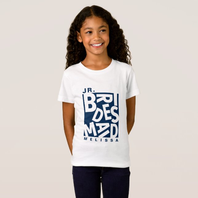 Yngre Jr. brudtärna, bröllopsparty, Marinblå T Shirt (Hel framsida)