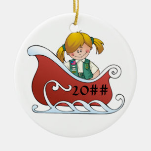 Yngre Sledblondin Julgransprydnad Keramik