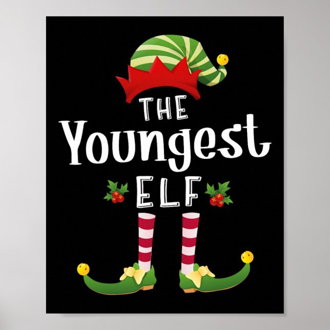 Yngsta jul-tomte matchande pyjamas julfest poster (Framsidan)
