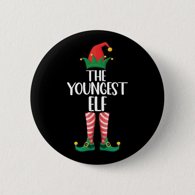 Yngsta tomte som matchar familjens julfest knapp (Framsida)