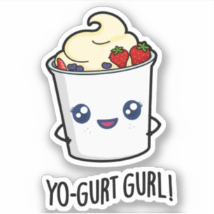 Yo-gurt Gurl Funny Yogurt Pun Klistermärken