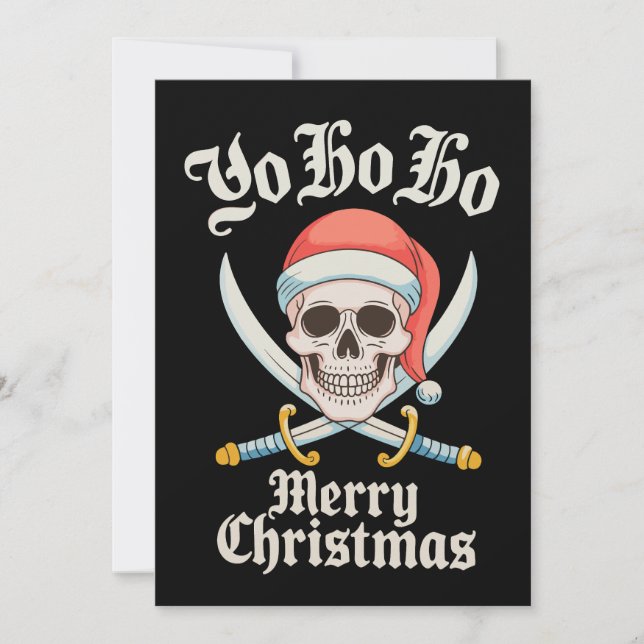 Yo Ho Ho God jul Pirat Julafton Skull Helgdag Julkort (Framsida)