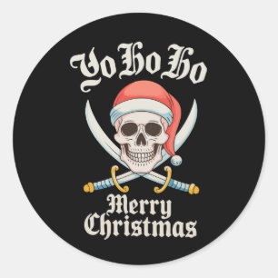 Yo Ho Ho God Jul Pirat Xmas Skalle Semester Runt Klistermärke