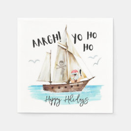 Yo Ho Ho Pirat Santa Frakt Sea jul Pappersservett