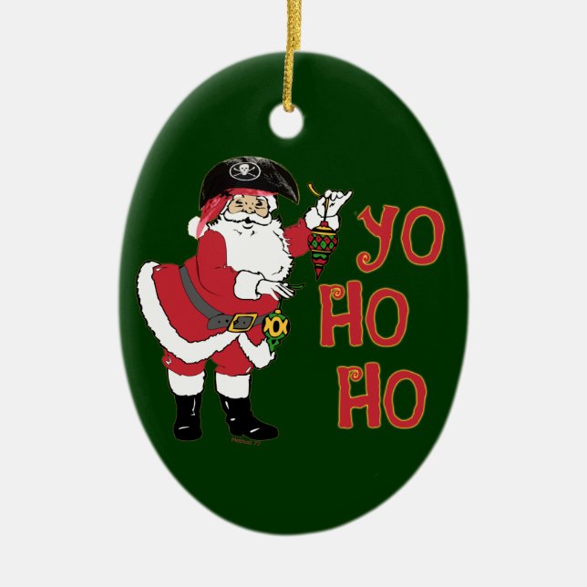 Yo Ho Ho Pirat Santa Ornaments Julgransprydnad Keramik (Framsidan)