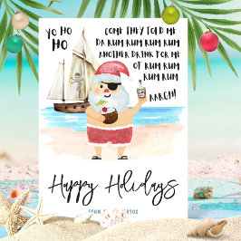 Yo Ho Ho Pirat Santa Rum Beach jul Julkort