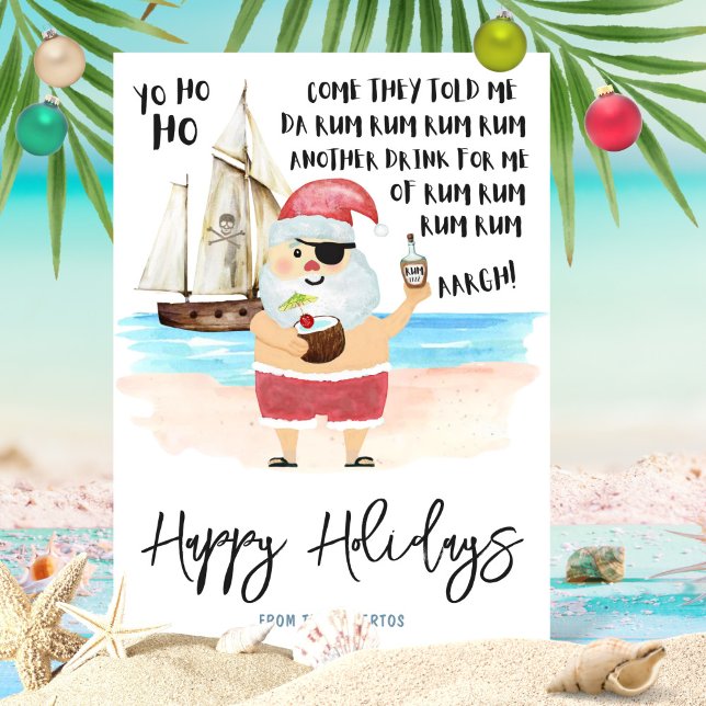 Yo Ho Ho Pirat Santa Rum Beach jul Julkort (Skapare uppladdad)