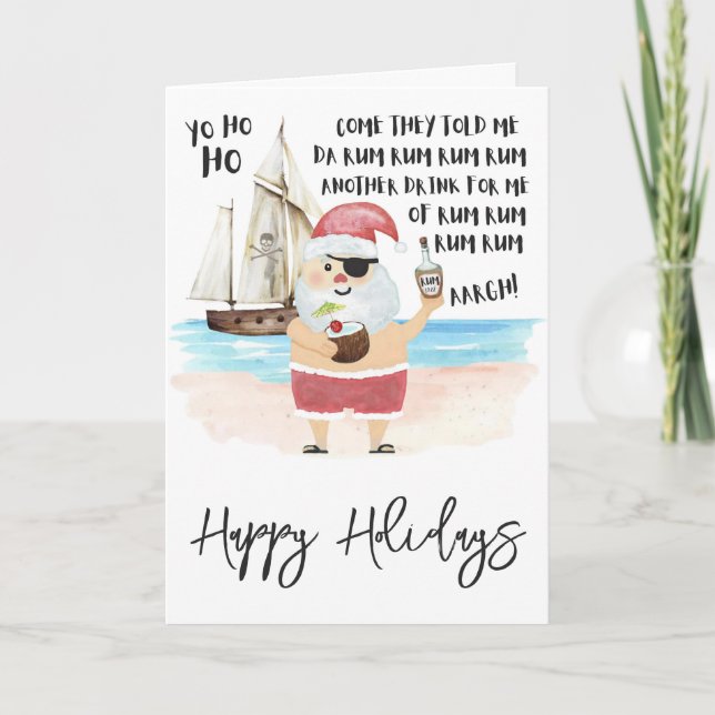 Yo Ho Ho Pirat Santa Rum jul Helgkort (Framsida)