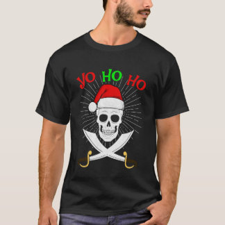 Yo Ho Ho Pirate Santa Skull Christmas PJs Funny Sp T Shirt