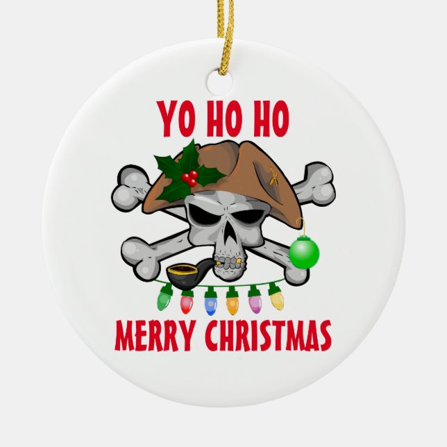 Yo Ho Ho piratgod jul Julgransprydnad Keramik (Framsidan)