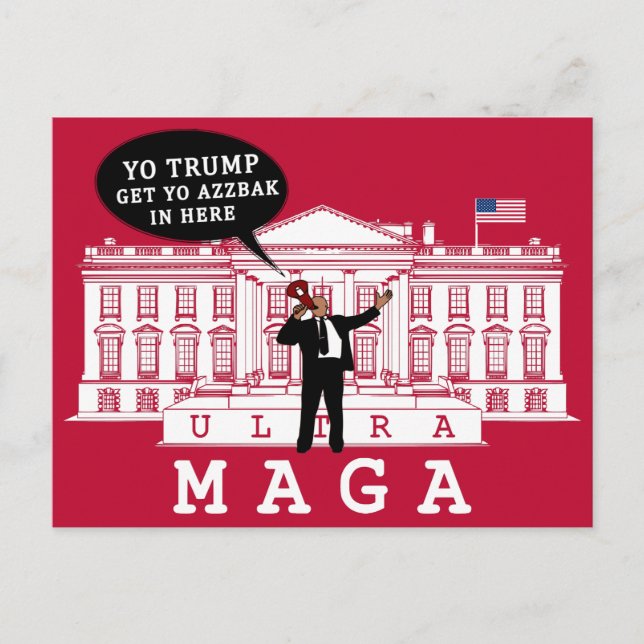 YO Kom Back Trump 2024 | Whitehouse ULTRA MAGA Vykort (Framsida)