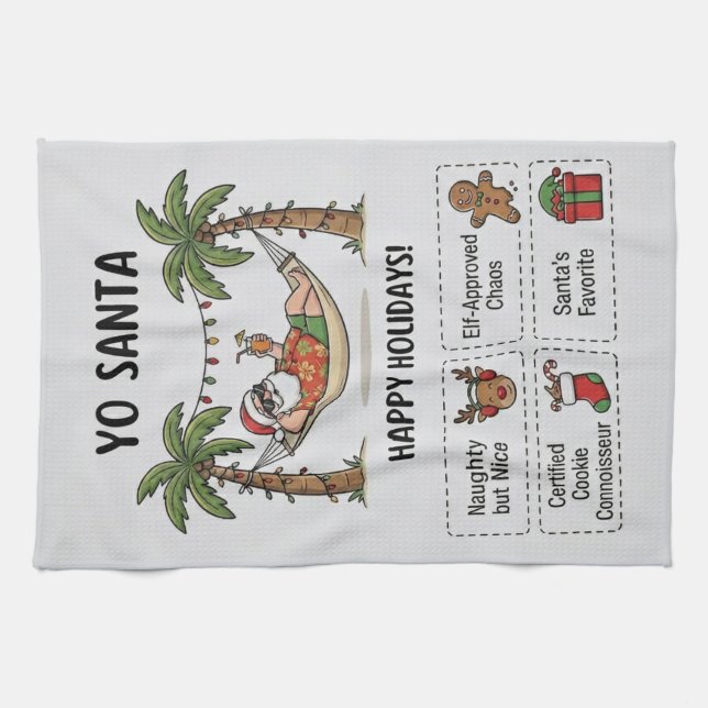 Yo Santa Roligt Sommarjul Glad Jul Kökshandduk (Horisontell)