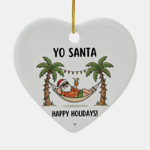 Yo Santa Roligt Sommarjul God Jul Julgransprydnad Keramik