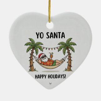 Yo Santa Roligt Sommarjul God Jul Julgransprydnad Keramik