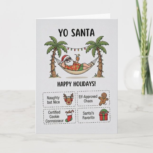 Yo Santa Roligt Sommarjul Tropisk Högtid Kort (Framsida)