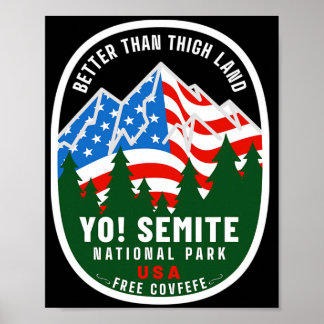 Yo Semite National Park Rolig amerikansk flagga lå Poster