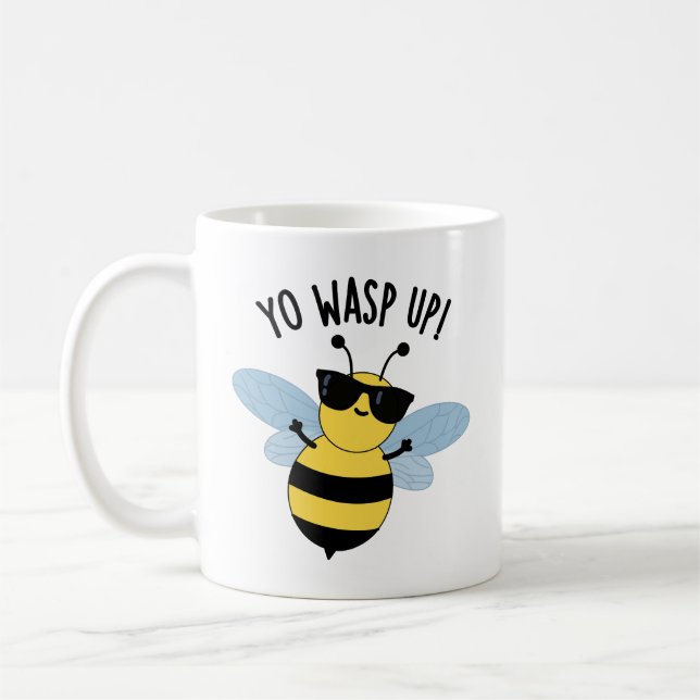 Yo Wasp Up Funny Kryp Pun Kaffemugg (Vänster)
