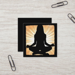 Yoga-Affärskorten Golden and Black Mediation Fyrkantigt Visitkort