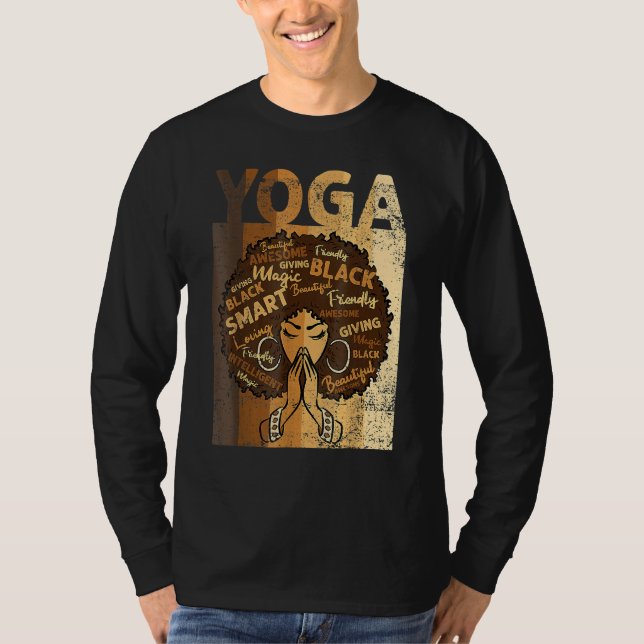 Yoga Afro Woman Black History Month BLM Melanin Ze T Shirt (Framsida)