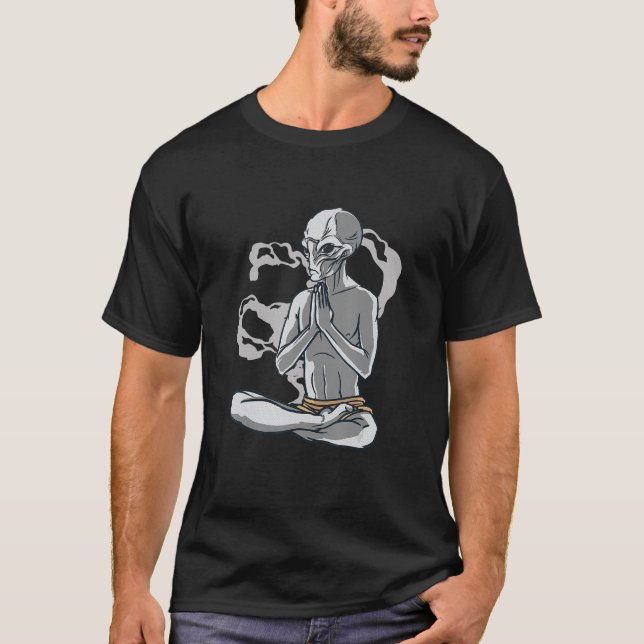Yoga Alien Meditation T Shirt (Framsida)