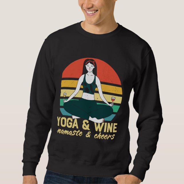 Yoga&amp Vin Retro Vin-drickande Lång Ärmad Tröja (Framsida)